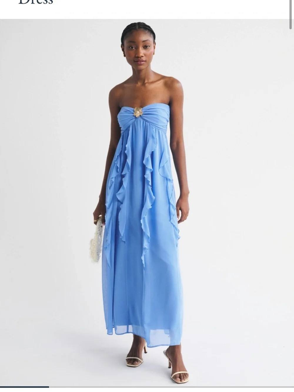 Abercrombie & Fitch Strapless Ruffle Maxi Dress in Periwinkle